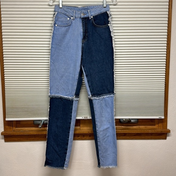 The Ragged Priest Quarter Panel Colorblock Mom Light Blue Indigo Jeans - Picture 7 of 12
